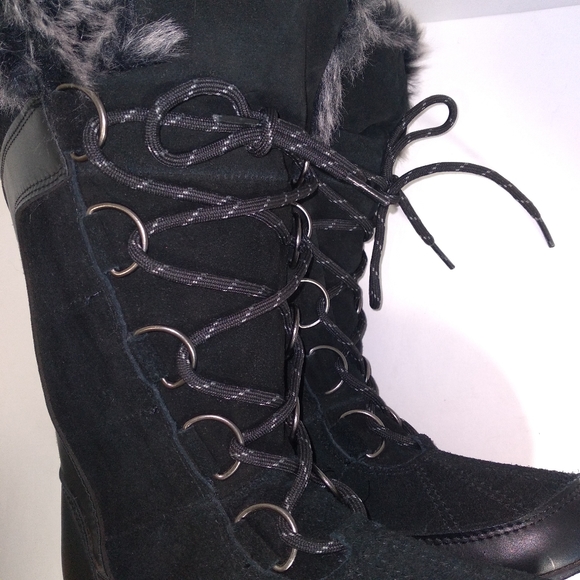 C9 by Champion Black Leather & Suede Faux Fur Trimmed Snow Boots- Size 7 NWOT - Picture 11 of 12
